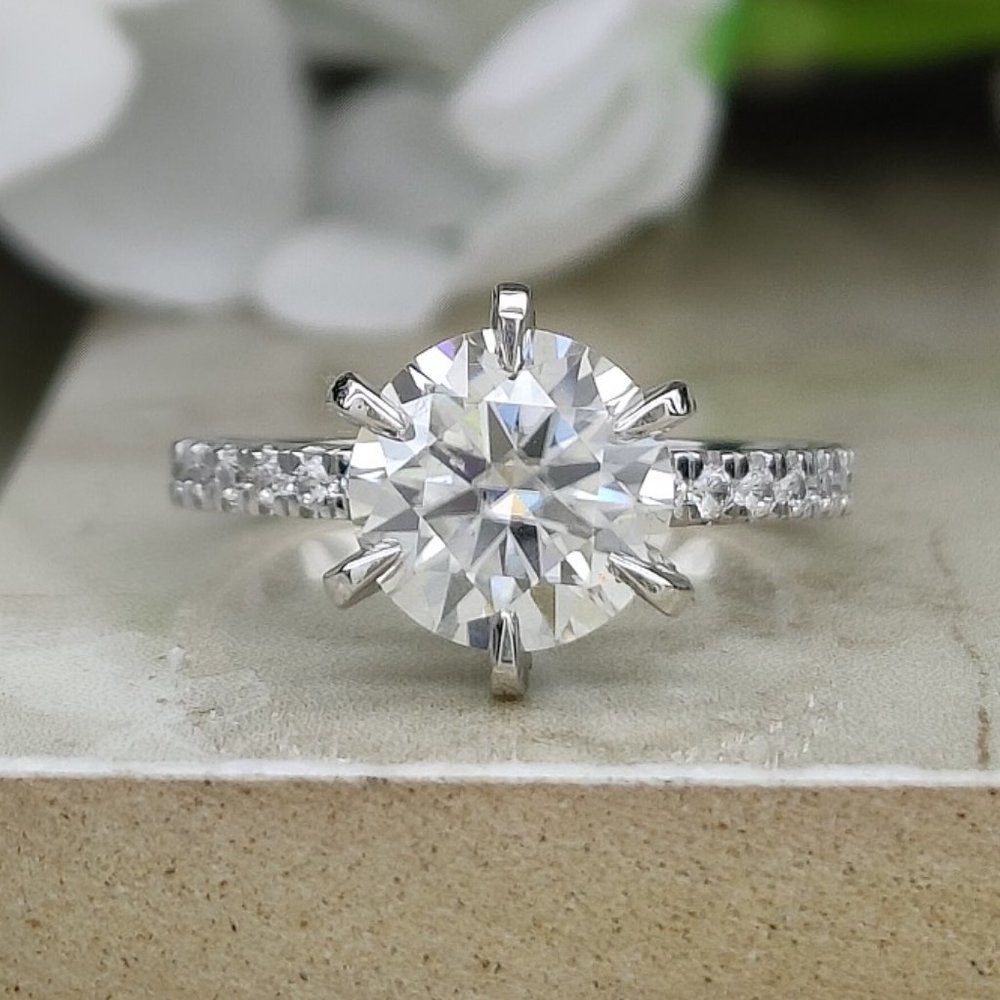 3Ct Moissanite Ring 6 Prong Solitaire Ring